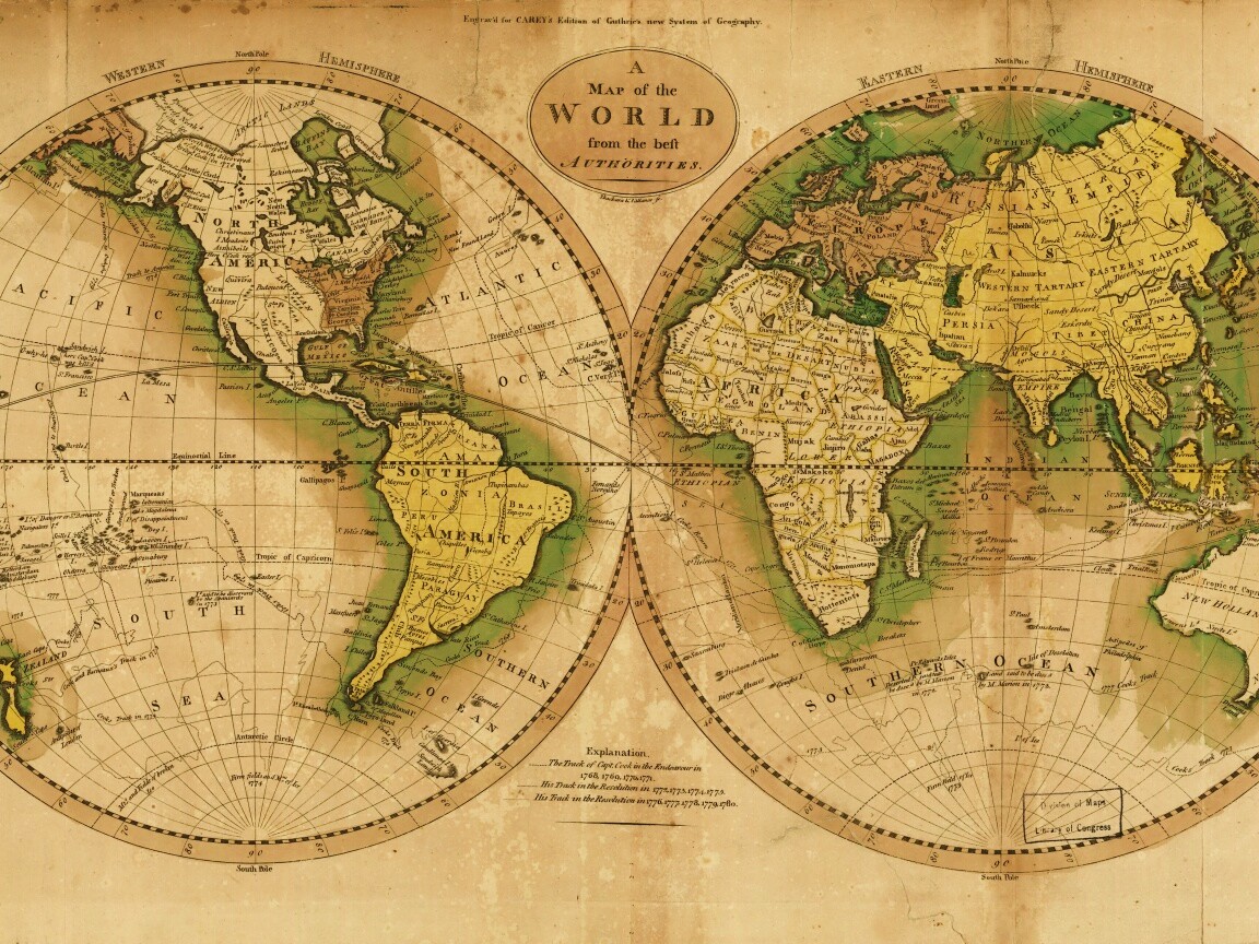 Старинная карта мира обои