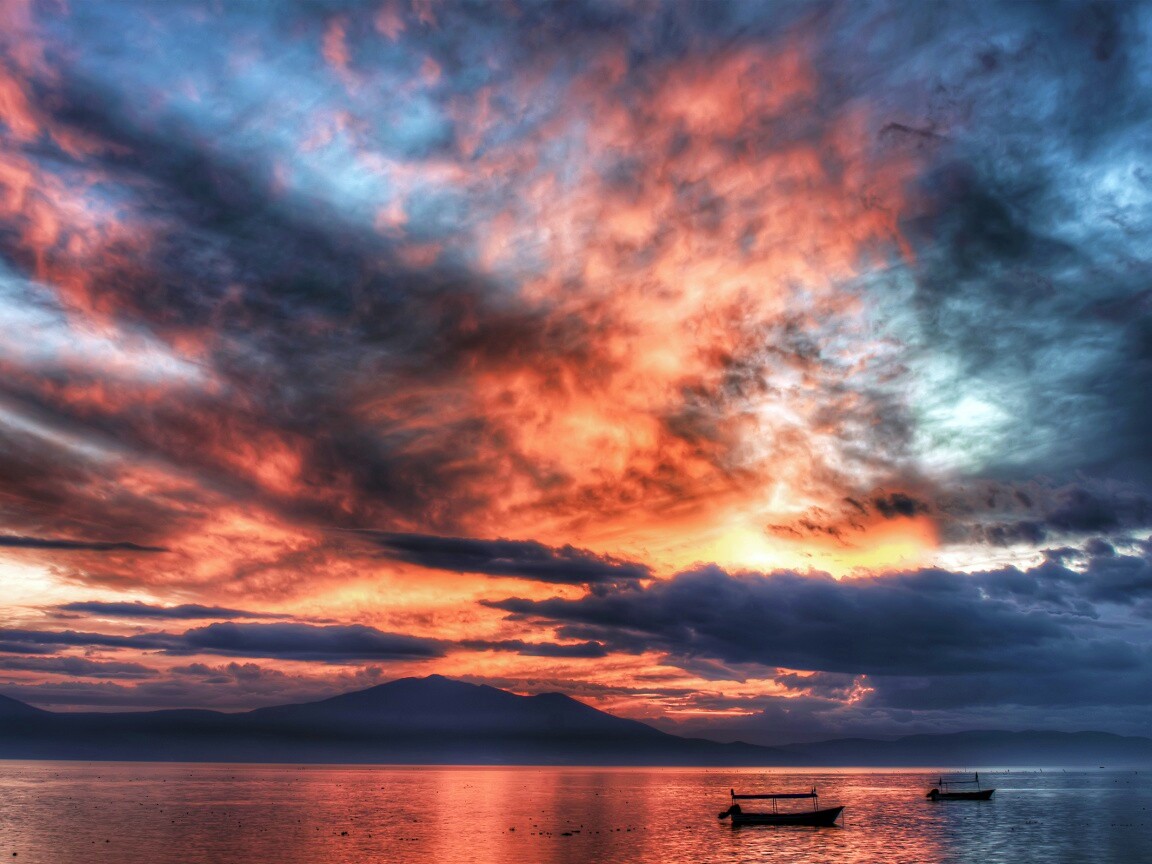 Мексика: лодки на озере обои