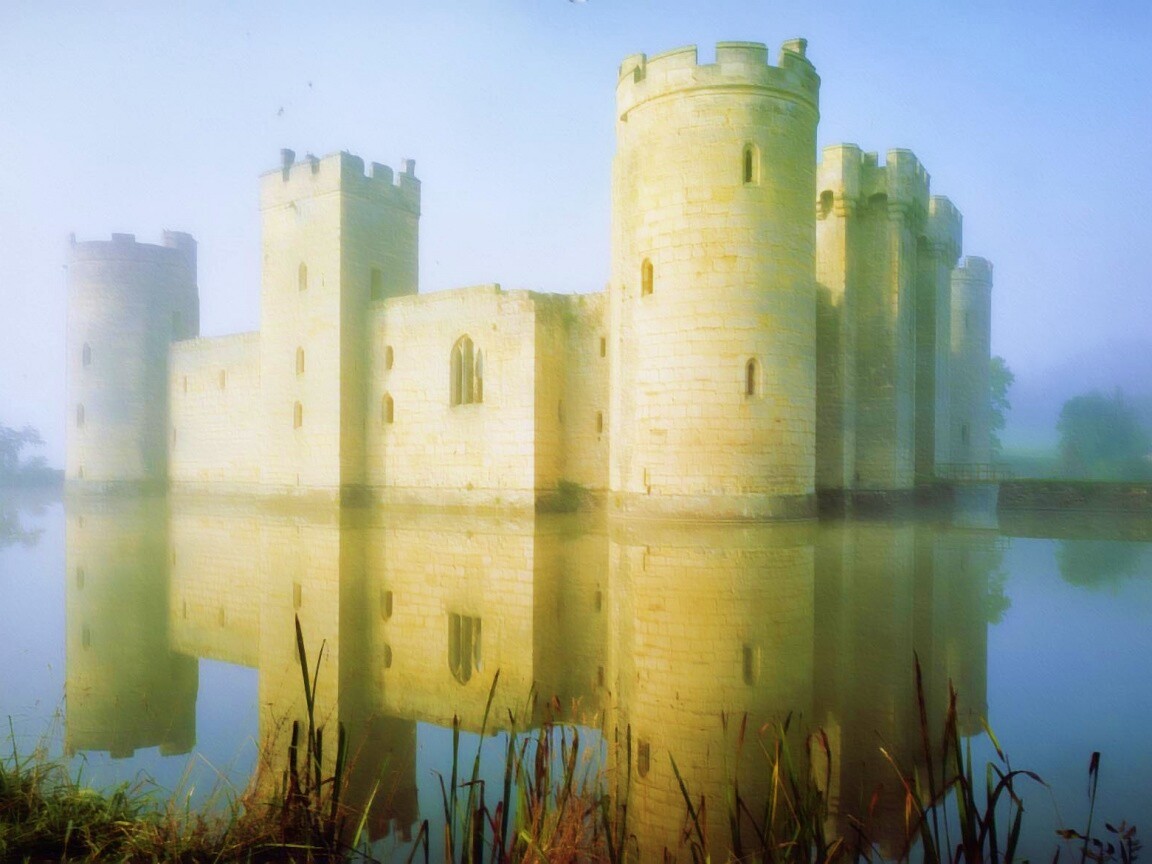 Замок на озере обои