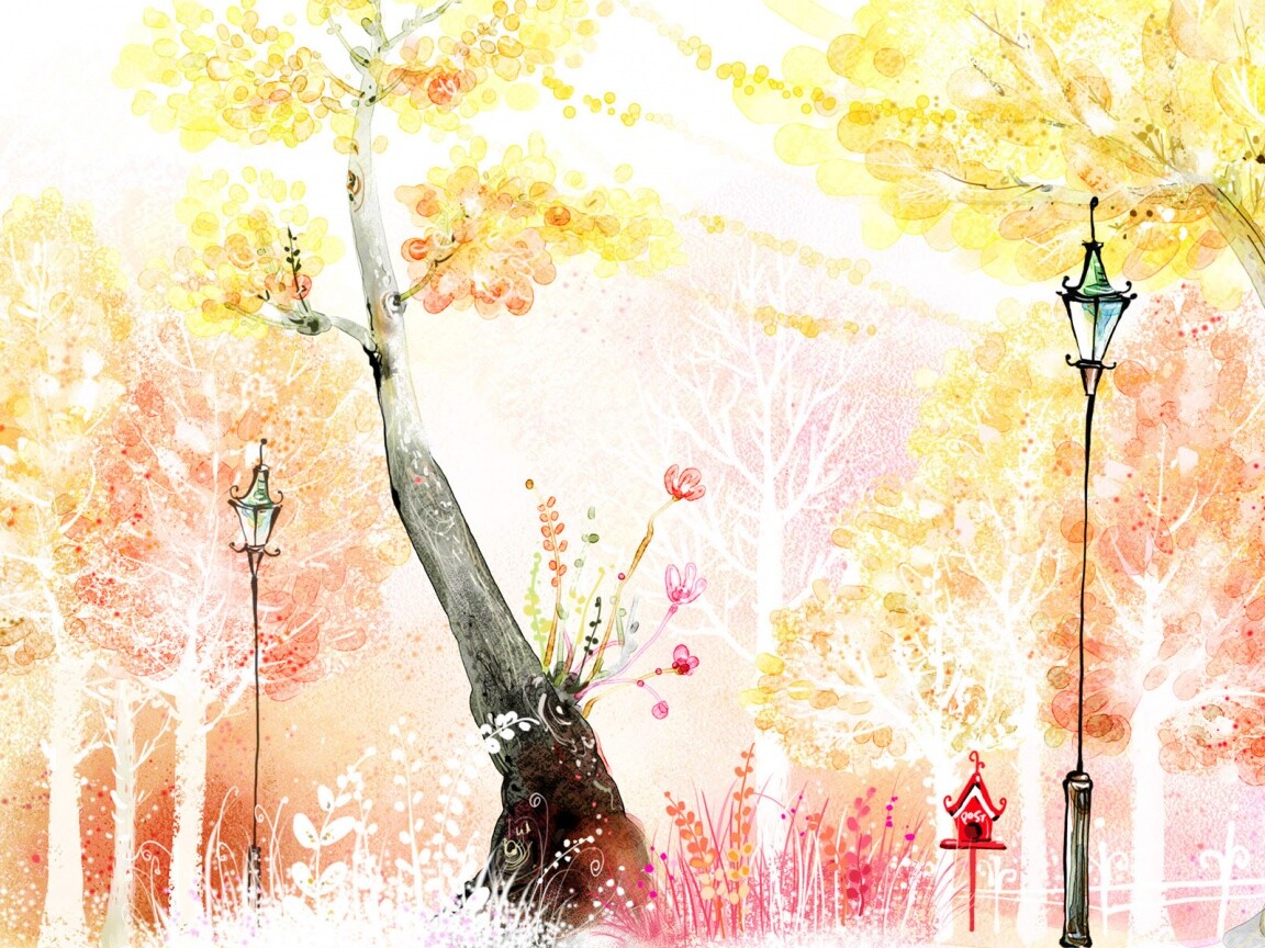 Фонари в парке обои