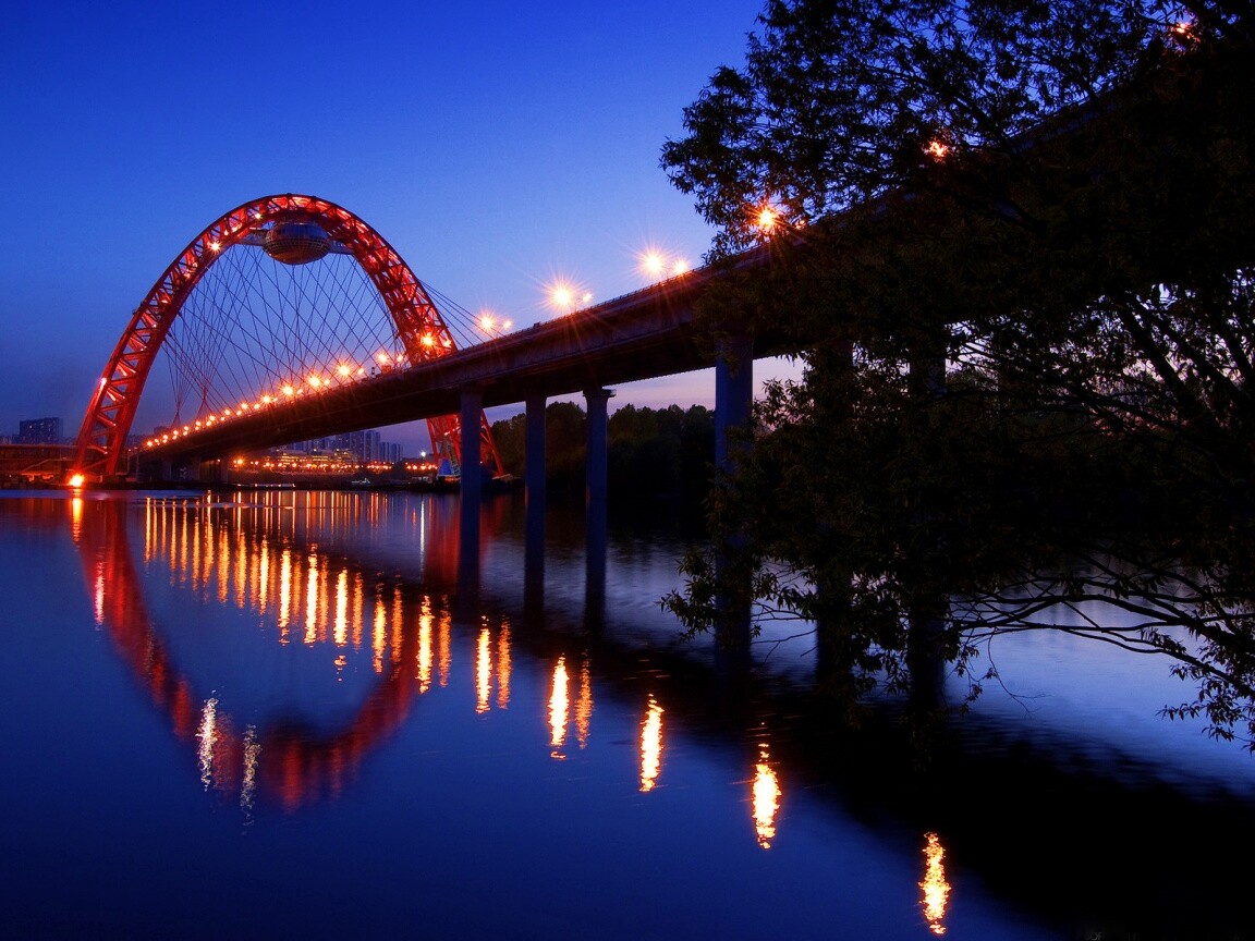 Мост в сумерках обои