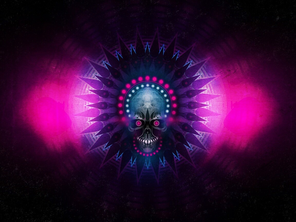 Неоновый череп обои