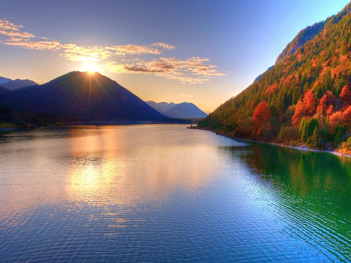 Закат в горах обои