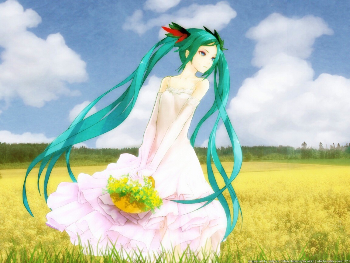 Хатсуне в поле обои