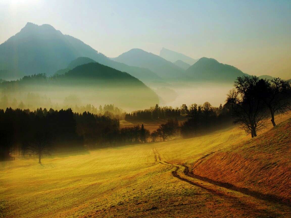 Дорога в туманную долину обои