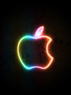 Неоновое лого Эпл обои