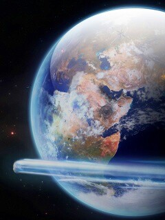 Метеорит пролетает мимо Земли обои
