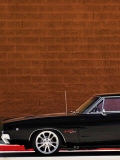 Черный Додж у стены обои