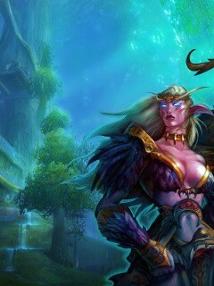 Тёмная эльфика в лесу обои