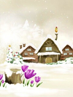 Деревня в новый год обои