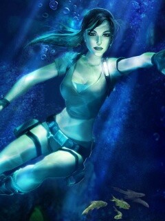 Лара под водой обои