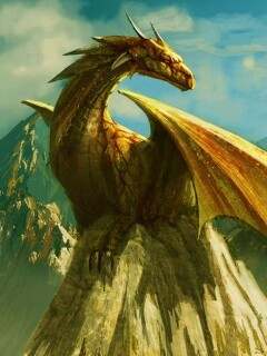 Дракон на вершине скалы обои