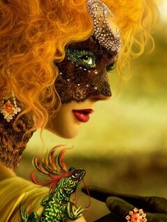 Девушка в карнавальной маске обои