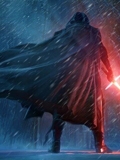 Кайло Рен в зимнем лесу обои