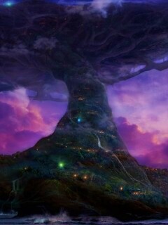 Дерево-город обои