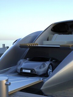 Яхта с автомобилем на борту обои