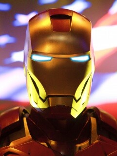 Железный человек на фоне американского флага обои