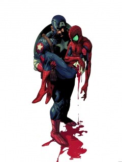 Капитан Америка и раненный Человек-паук обои