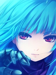Аниме девушка с голубыми волосами обои