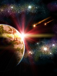 Кометы пролетают вблизи планеты обои