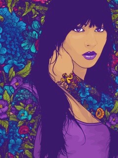 Девушка с цветочной тату обои