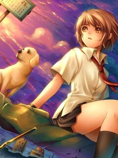 Девочка с собакой обои