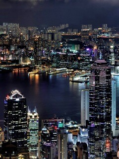 Небоскребы ночью обои