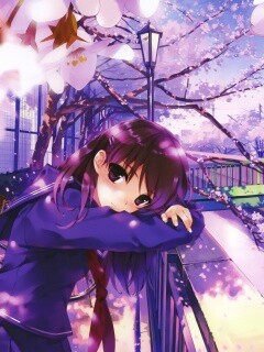 Девушка среди лепестков сакуры обои