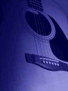 Акустическая гитара в синих тонах обои