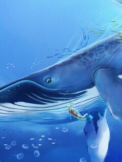 Кит и девушка обои