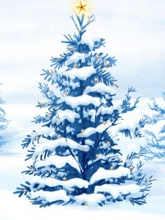 Украшенная ёлочка в лесу обои