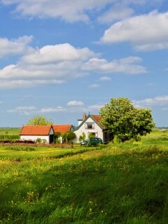 дом на лугу обои