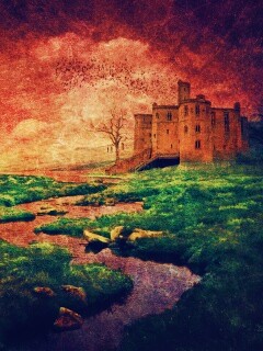 Старинный пейзаж с замком обои