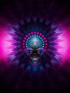 Неоновый череп обои