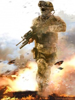 Солдат на фоне огня обои