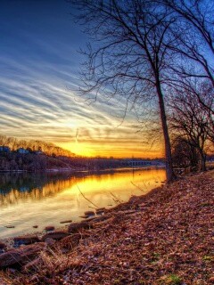 Осенний закат обои