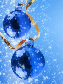 Синие новогодние шары обои