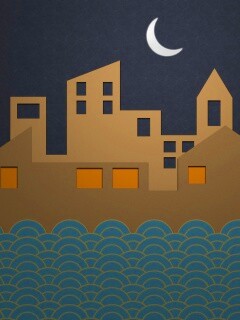 Ночной город на реке обои