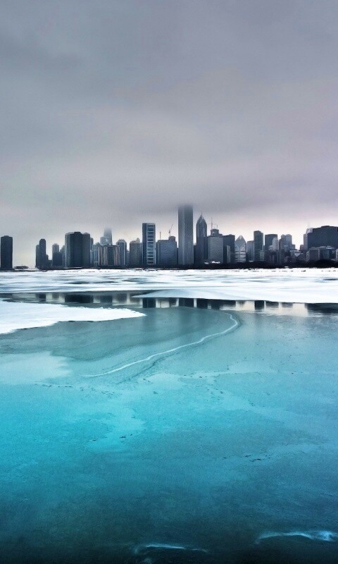 Зимний город обои