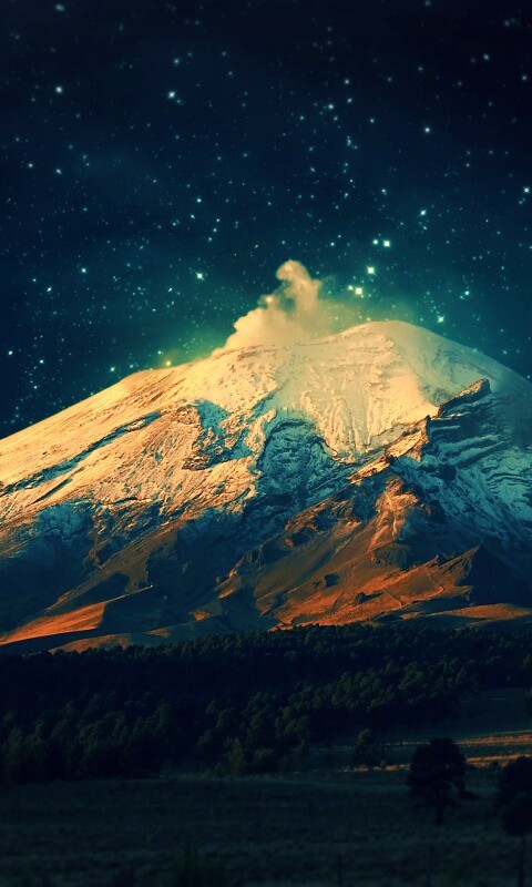 Ночной вулкан обои