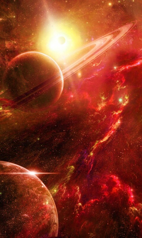 Красные оттенки космоса обои