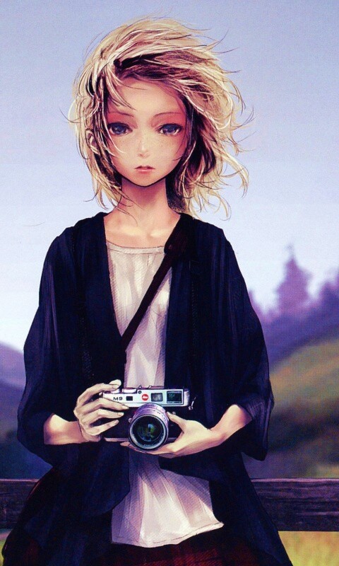 Девушка с фотоаппаратом обои