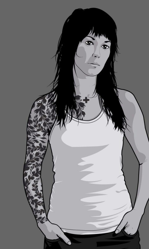 Девушка с татуировкой в виде листвы обои