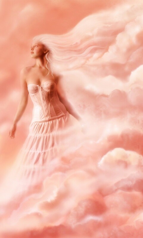 Девушка на облаках обои
