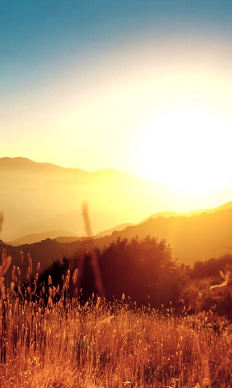 Восход над холмами обои