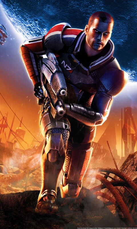 Капитан Шепард на руинах обои