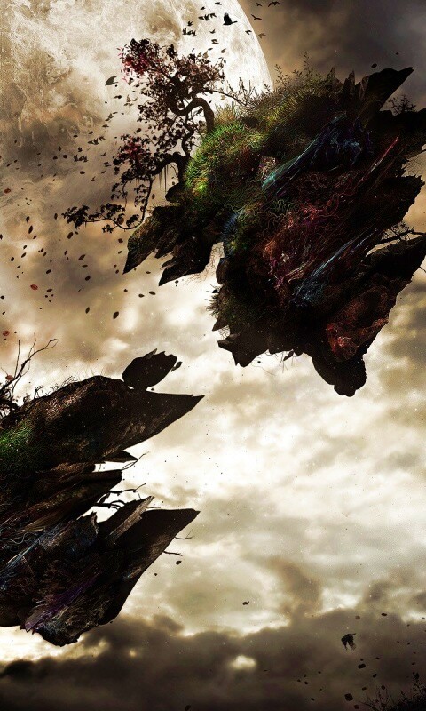 Летящие куски земли обои