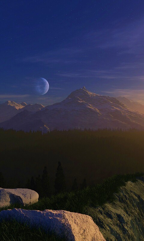 Луна над горами обои