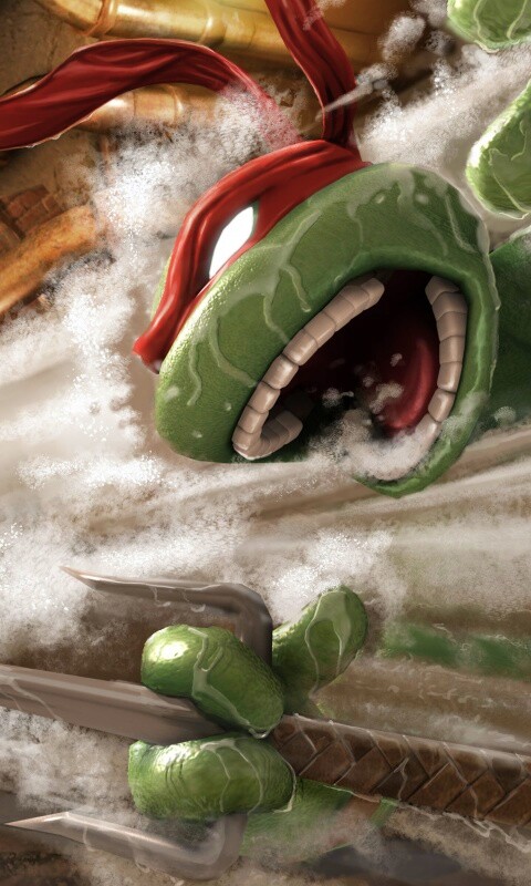 Рафаэля и Леонардо смывает водой обои