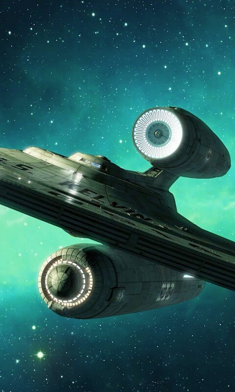 Космический корабль с двумя двигателями обои